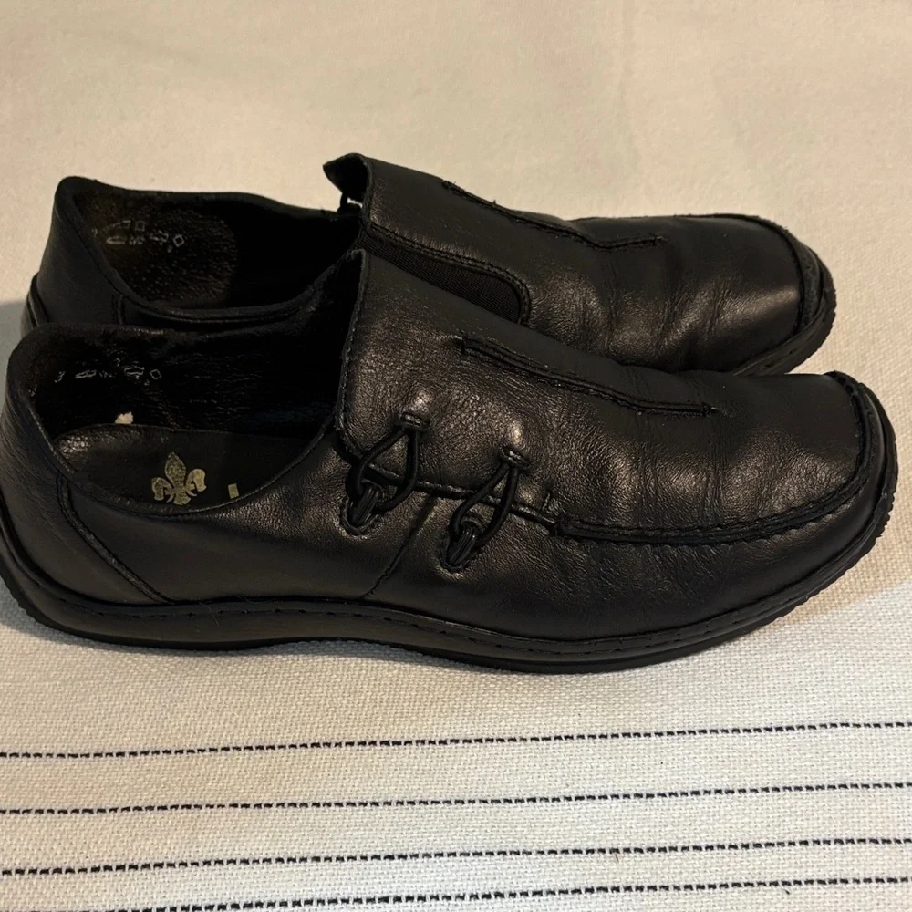 Rieker Black Leather Slip-On Casual Loafers - Picture 5 of 9